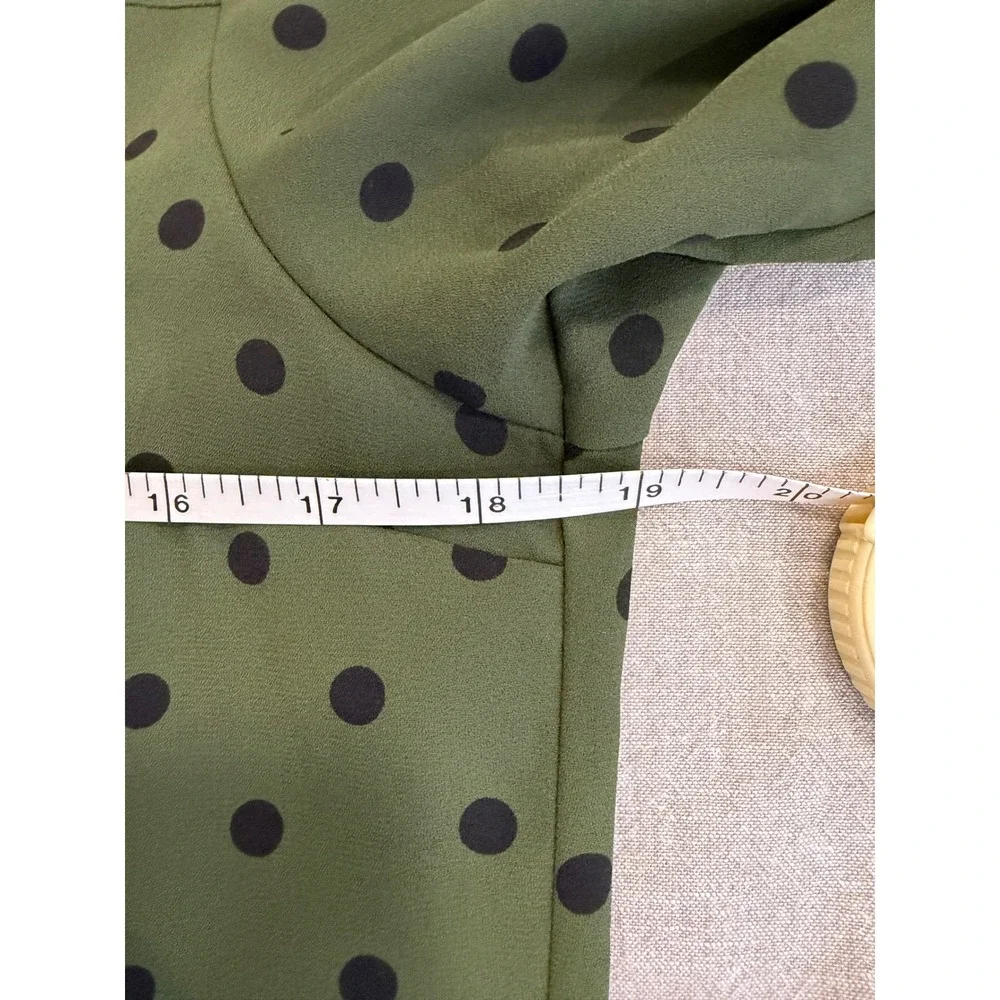 Express olive green polka dot Portofino shirt button-down top point collar S/P - Picture 6 of 7